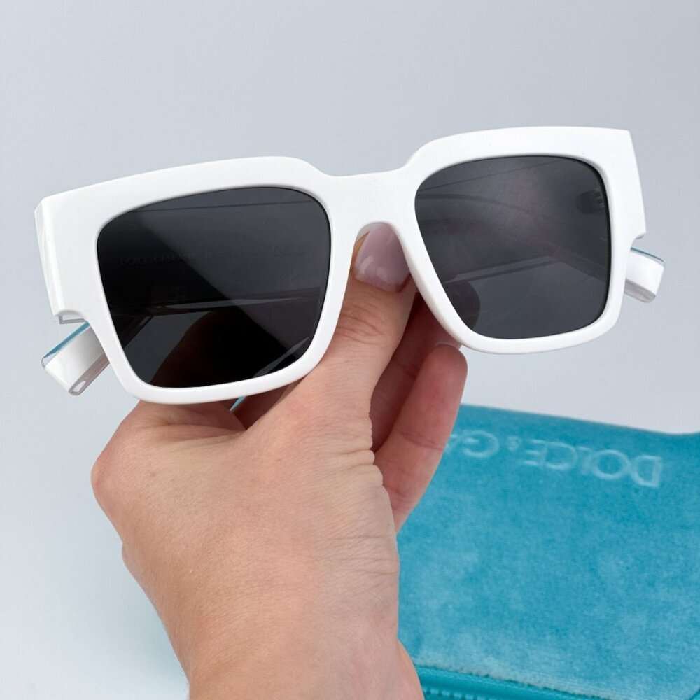 D&G DG6184 331287 BRAND NEW Sunglasses White Dark Grey Square Unisex - Picture 2 of 11
